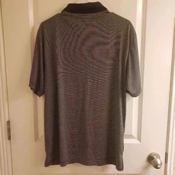 Grand Slam Golf Men's Black/White Striped Short Sleeve Polo Shirt - Picture 7 of 9
